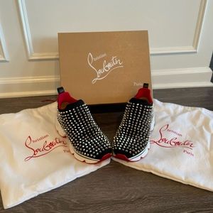 Christian Louboutin Spike Sock Donna Flat Black & Silver